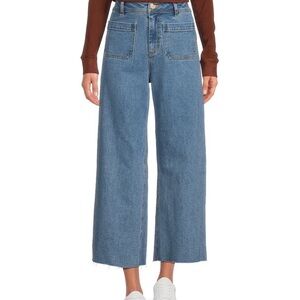 EVERY Patch Pocket High Rise Frayed Hem Wide Leg Jeans Size 12